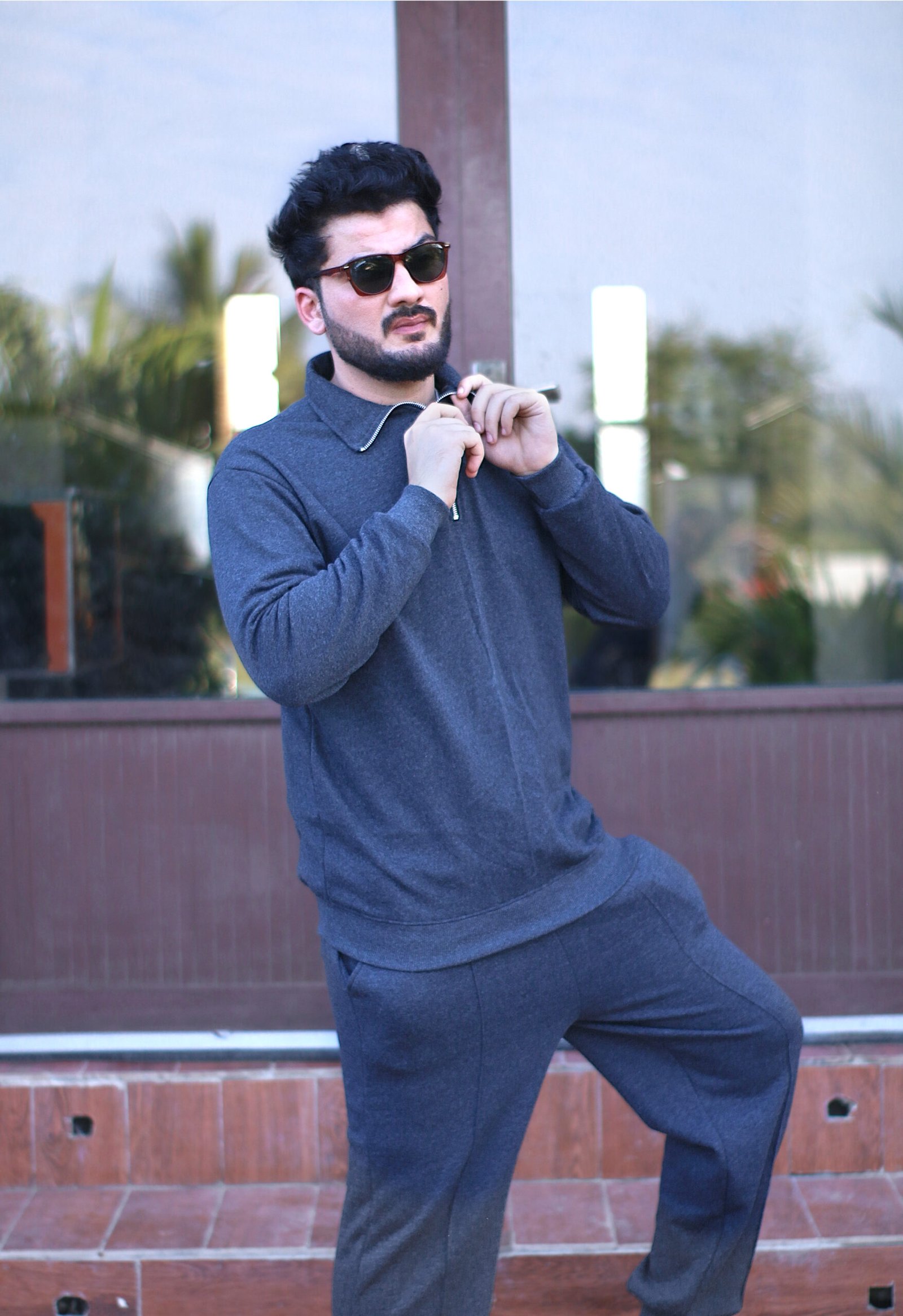 Track Suites (Half Zipper Plain) Gray Charcol - Image 3