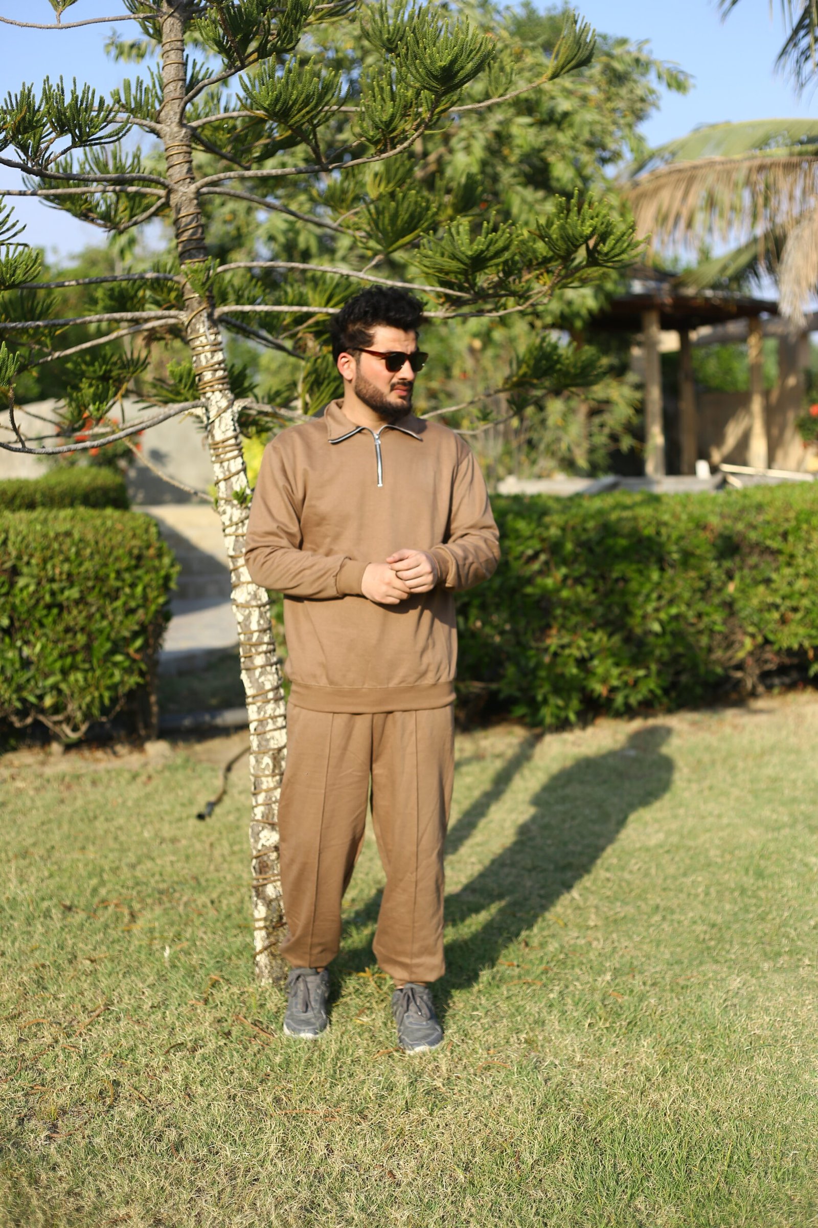 Track Suites (Half Zipper Plain) Brown - Image 2