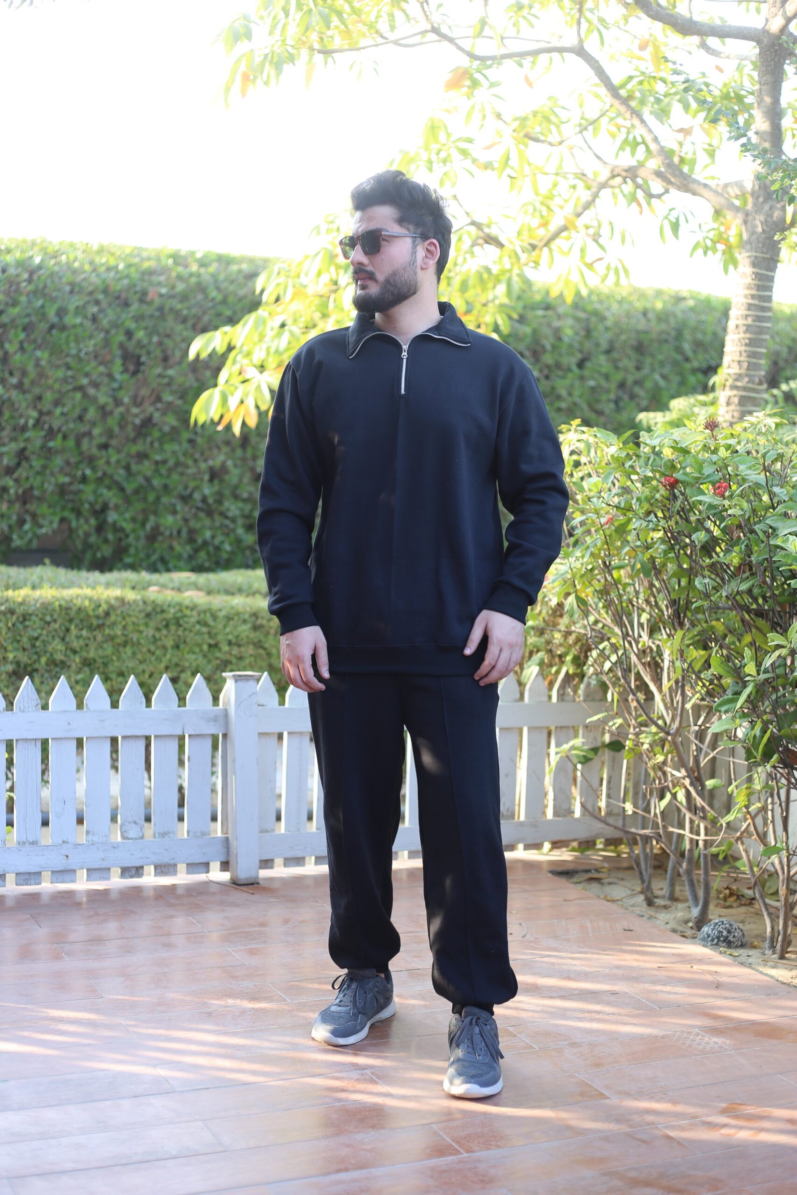 Track Suites (Half Zipper Plain) Black - Image 5