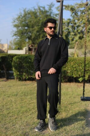 Track Suites (Half Zipper Plain) Black