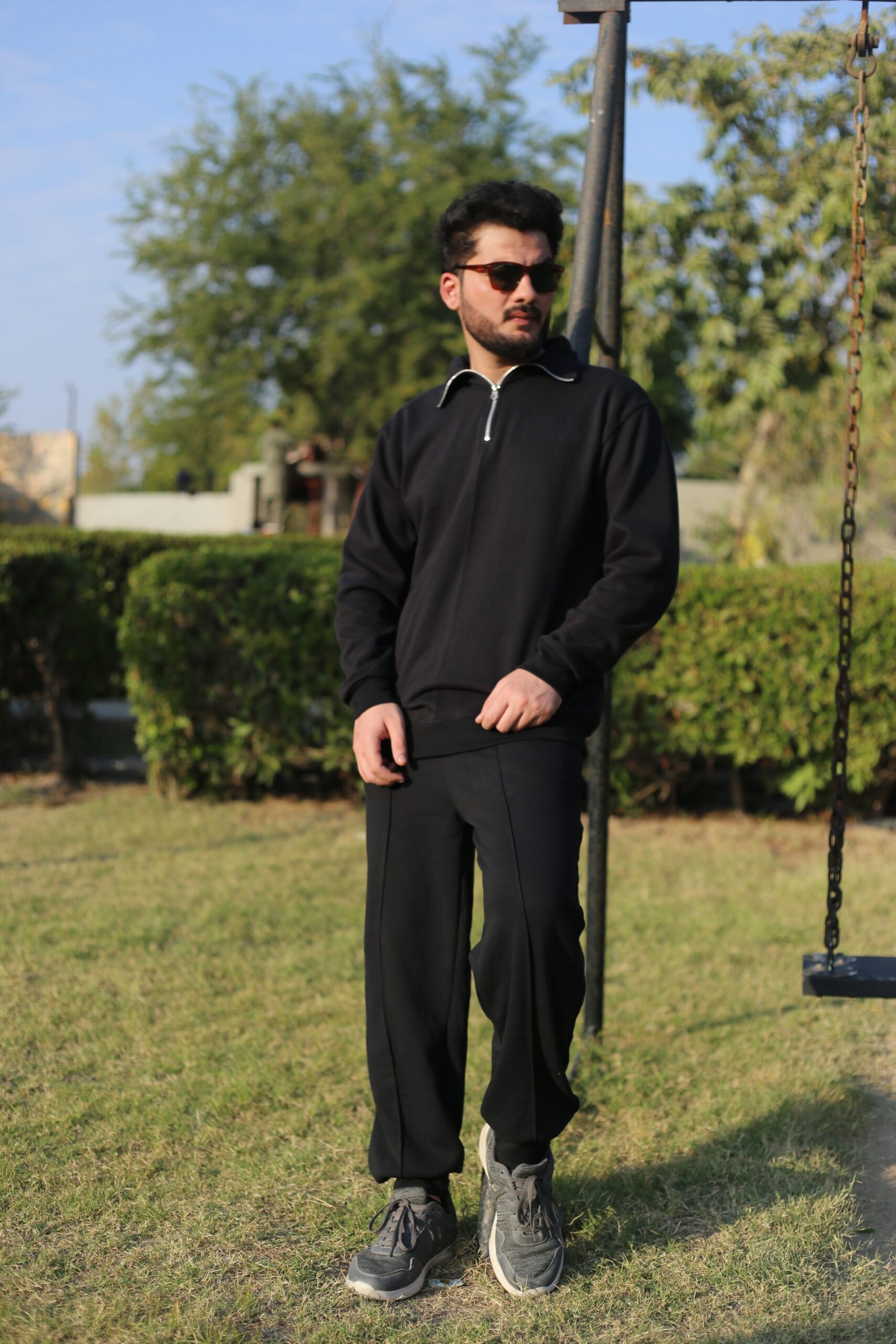 Track Suites (Half Zipper Plain) Black